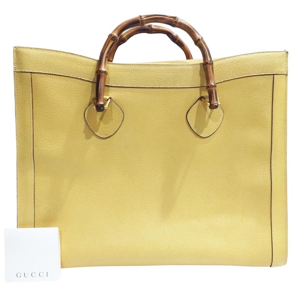 Gucci Handbags - GUCCI RARE YELLOW TOTE with Bamboo Handles